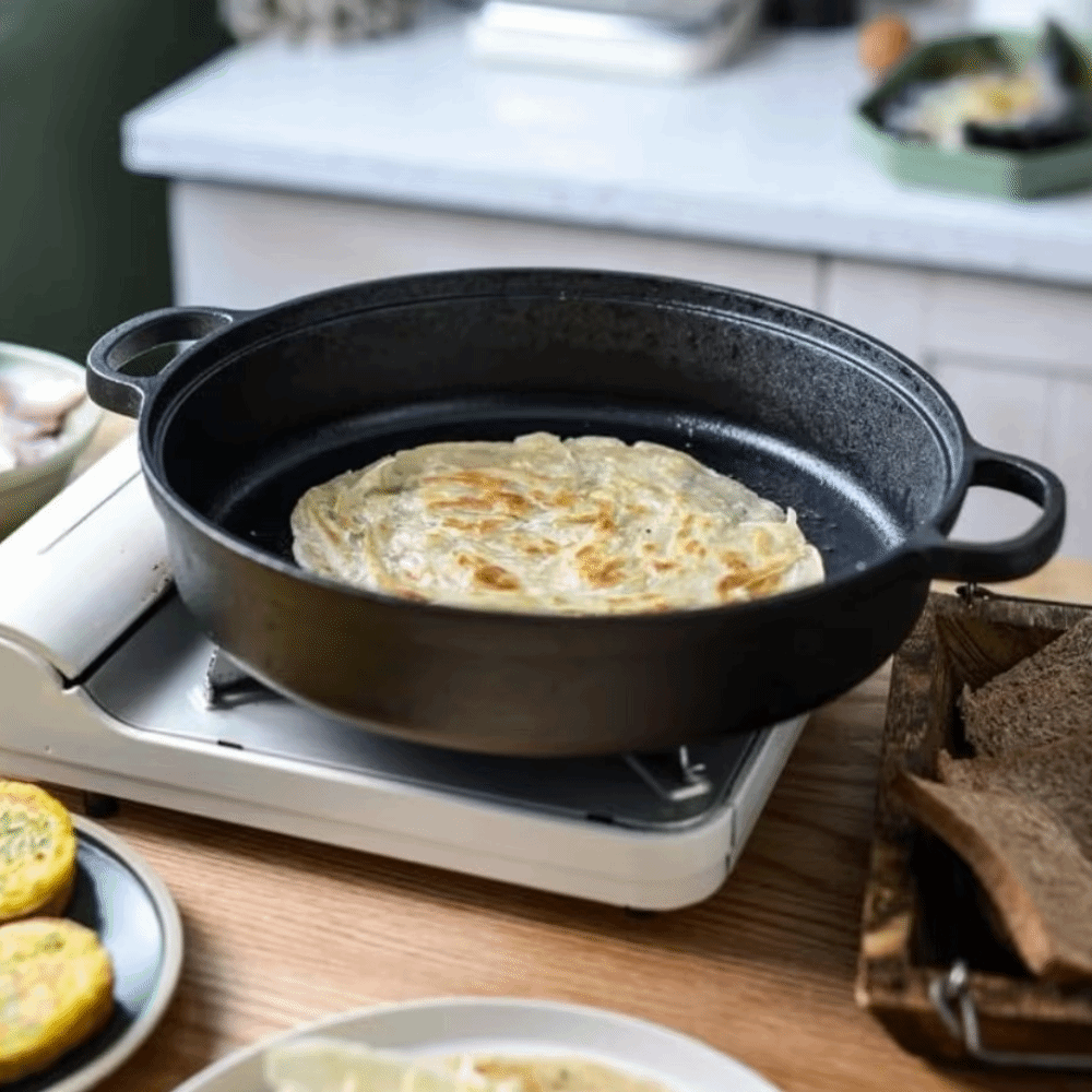 Cast Iron Skillet - 내구성이 뛰어난 논스틱 무쇠 프라이팬, 코팅되지