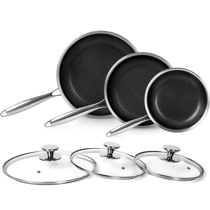 Cast Iron Skillet - 스테인리스 스틸 뚜껑 있는 벌집 모양
