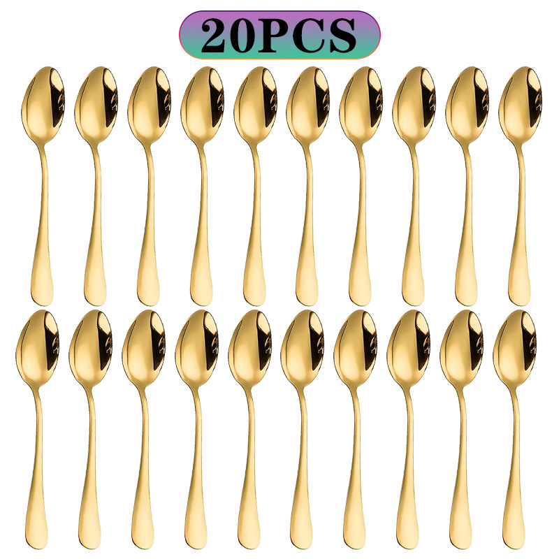 Kitchen Gadgets Gold - 6/10/20Pcs 스테인레스 스틸 작은 금색 숟가락