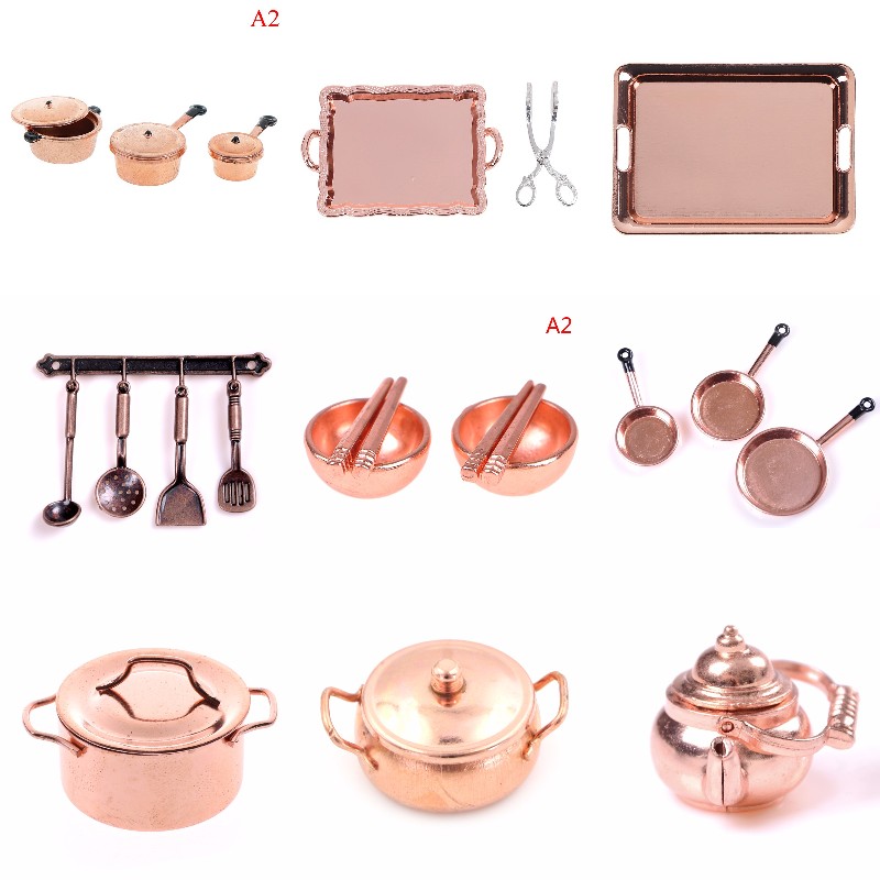 Kitchen Gadgets Gold - 1:12 스케일 인형 집 미니어처 로즈