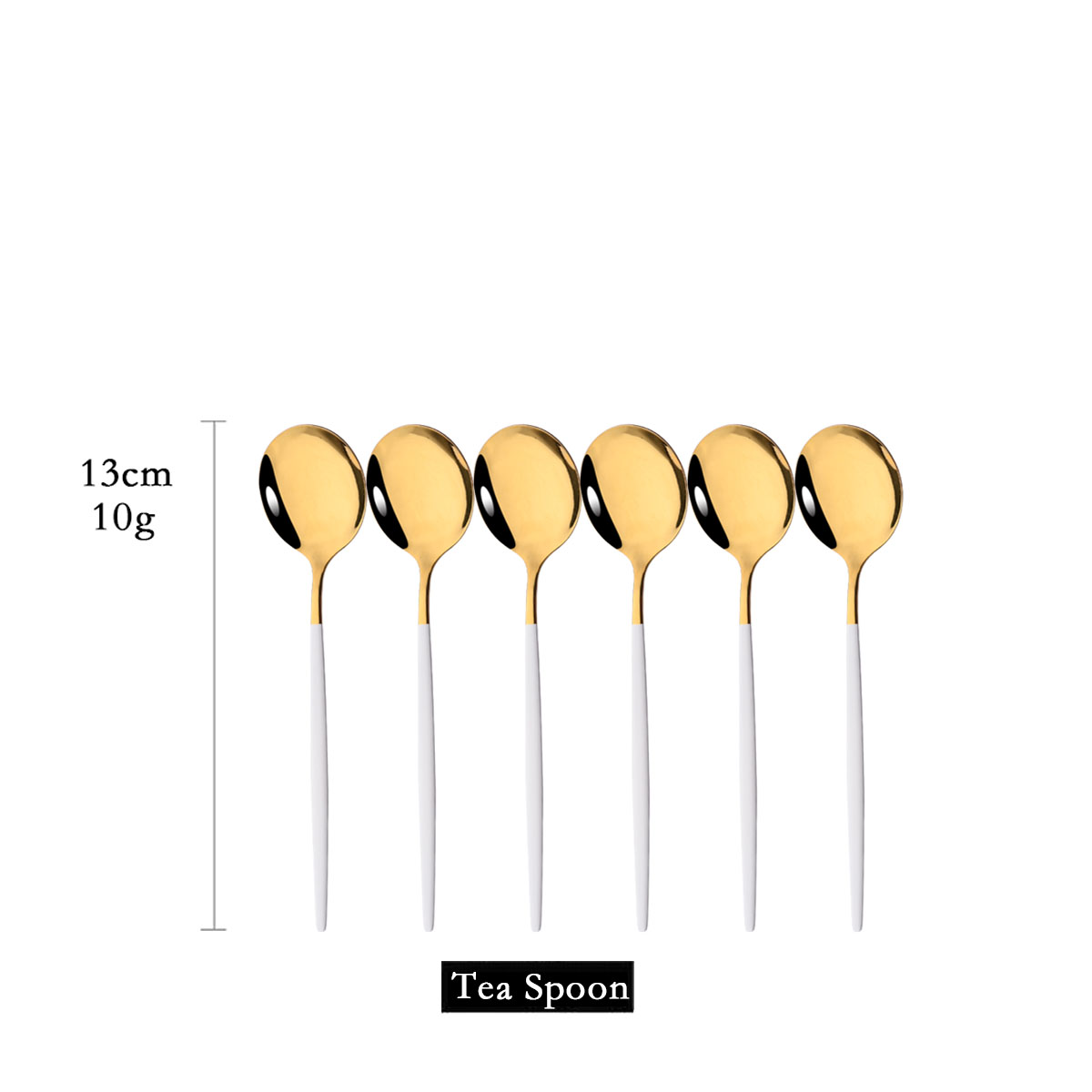 Kitchen Gadgets Gold - 6Pcs 거울 화이트 골드 차 스푼