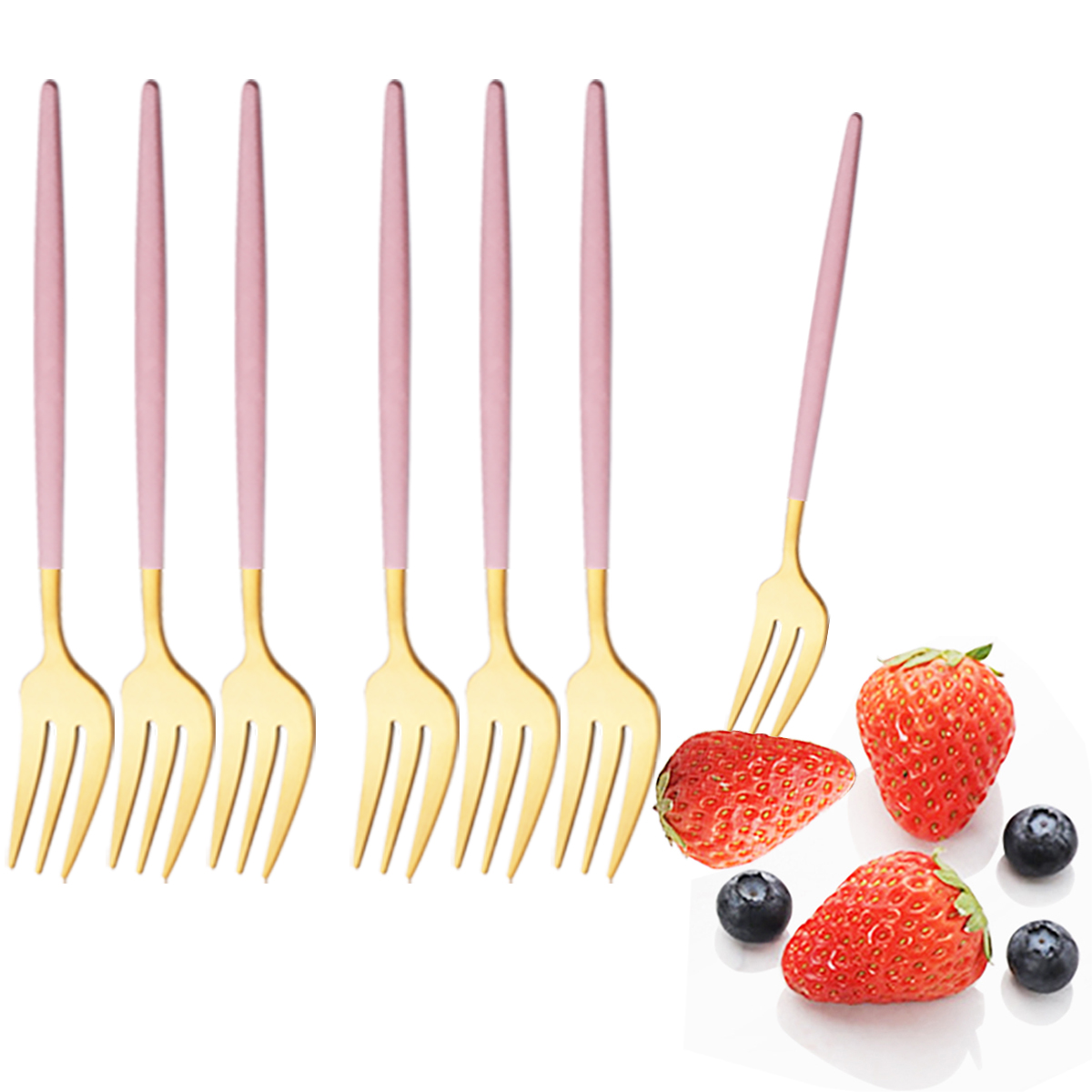 Kitchen Gadgets Gold - 6Pcs 핑크 골드 식기 세트 스테인레스