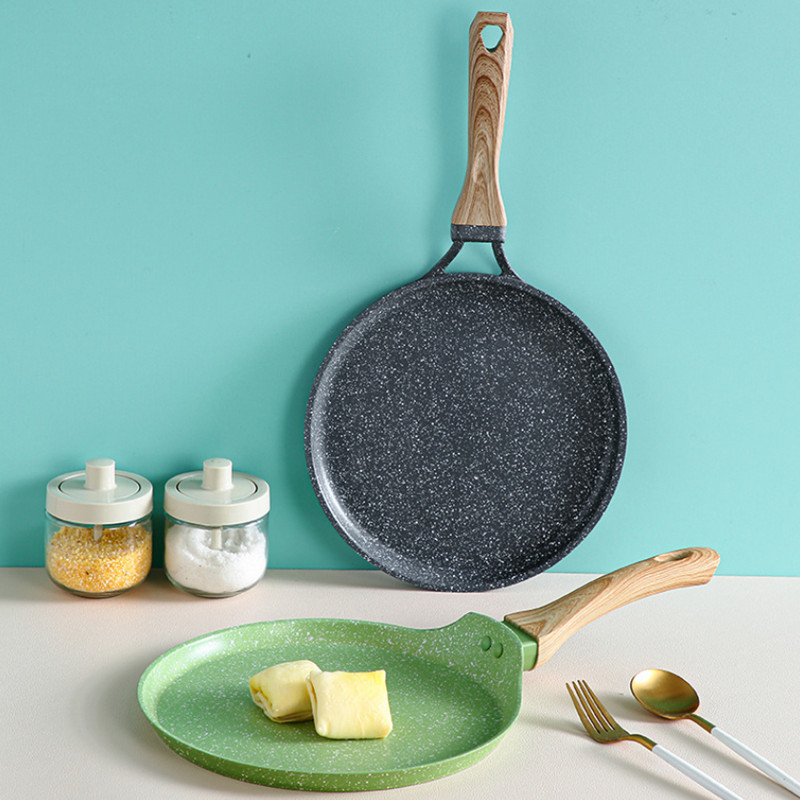 Cast Iron Skillet - 나무 손잡이가 달린 크레페 팬케이크 팬,