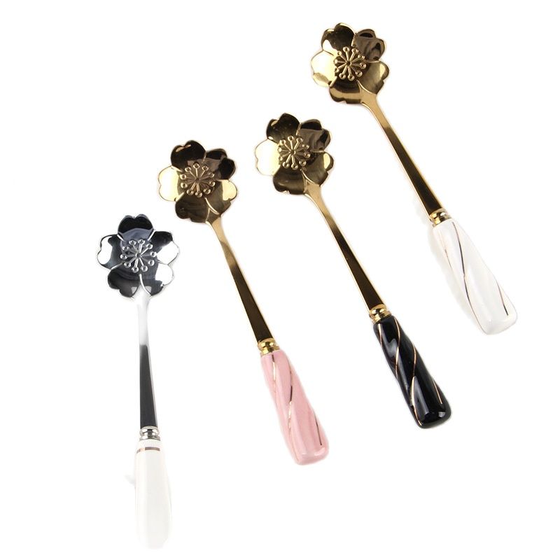 Kitchen Gadgets Gold - 식기 커피 교반 숟가락 세라믹 손잡이