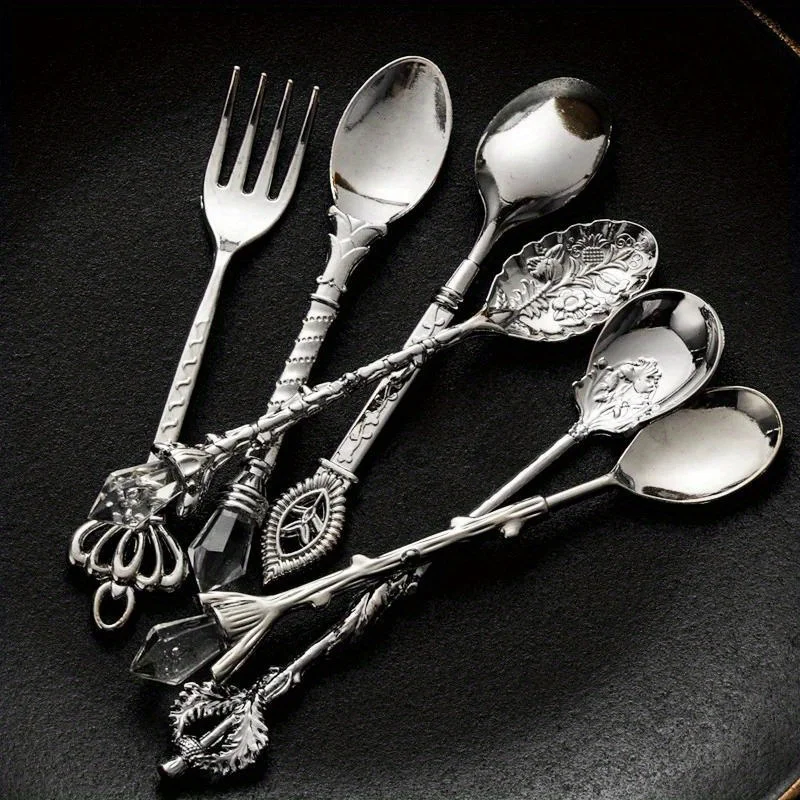 Kitchen Gadgets Gold - 6pcs 빈티지 숟가락 포크 로얄 스타일