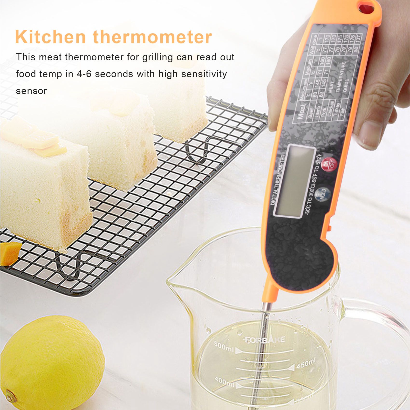 Instant Read Thermometer - 고정밀 온도 프로브가 있는 디지털 즉시
