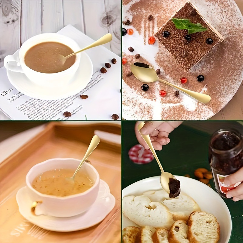 6/10/20Pcs 스테인레스 스틸 작은 금색 숟가락  - Kitchen Gadgets Gold 리뷰 및 가격