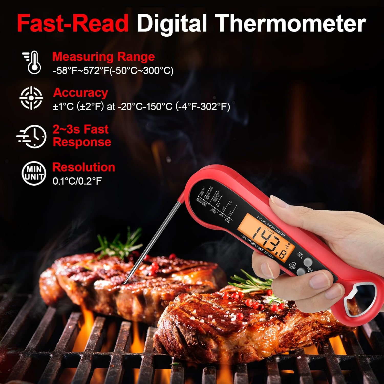 전문가용 디지털 고기 온도계 방수 기능 및 2개의 프로 - Instant Read Thermometer 리뷰 및 가격