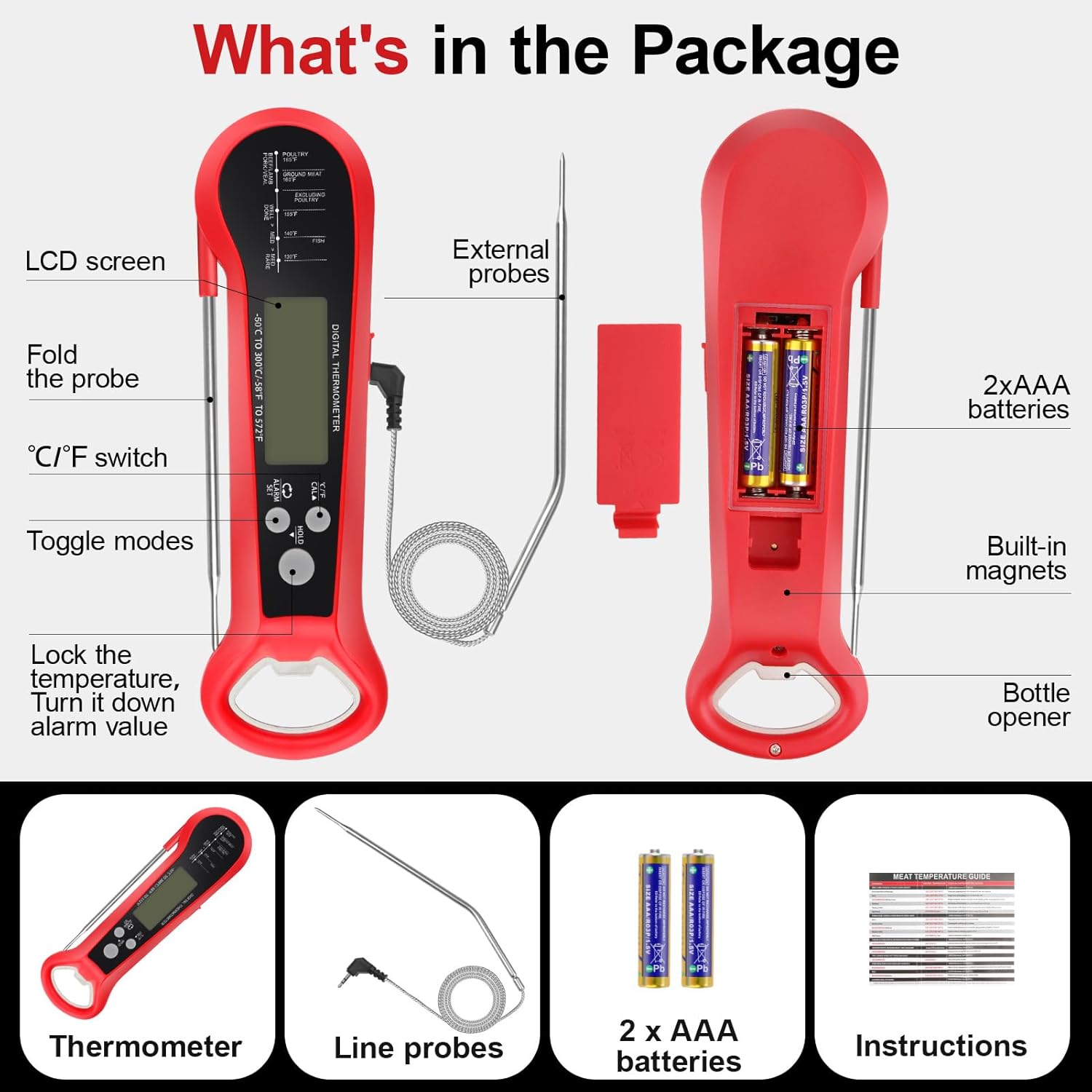 전문가용 디지털 고기 온도계 방수 기능 및 2개의 프로 - Instant Read Thermometer 리뷰 및 가격
